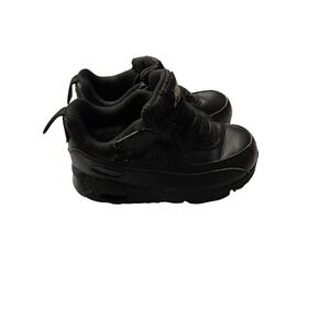 Nike Air Max 90 Toddler Triple Black Leather Sneakers Size 8C CD6868-001